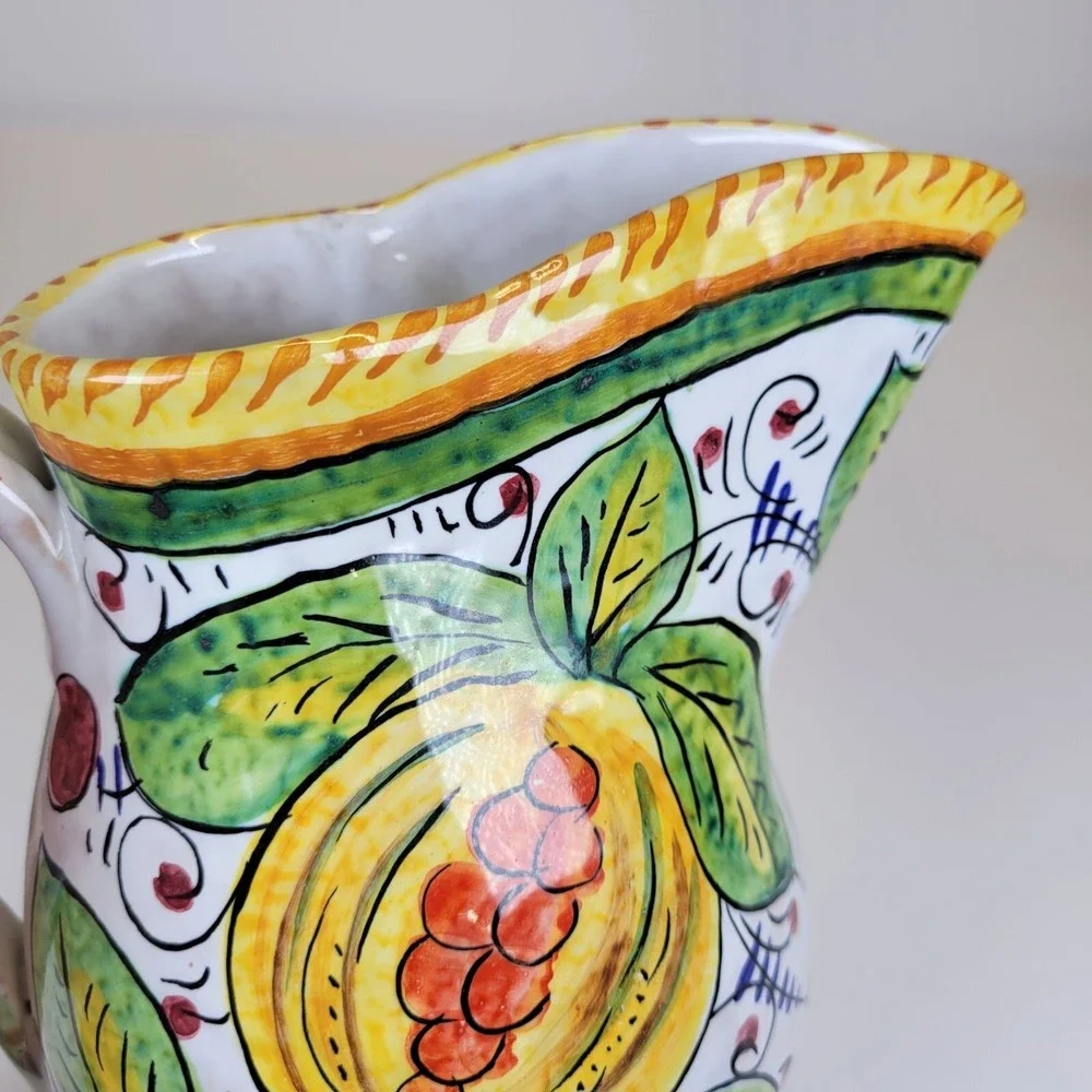 Vintage Hand-Painted Stresa Italy Pitcher Lemon Limone Lake Maggiore‎ Ceramic 6